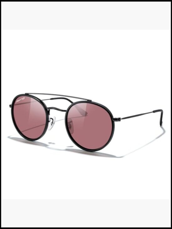 Retro Round Polarized Sunglasses Unisex Double Bridge Sun Glasses main image 6